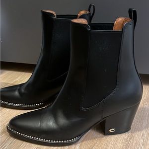 Coach studded black leather booties